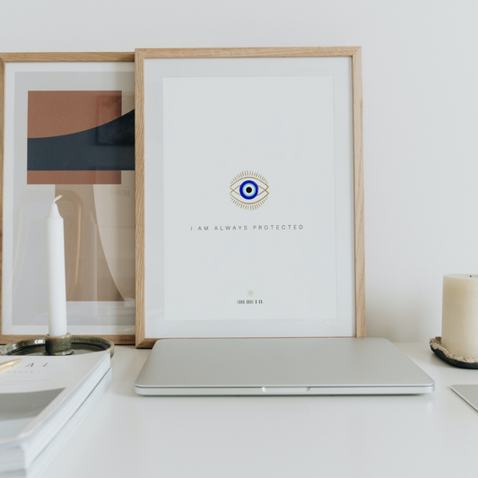 I Am Always Protected Print - Gold with Blue Eye