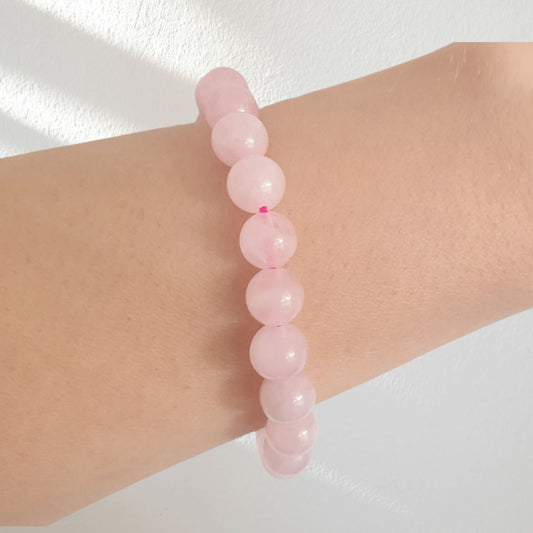 Rose Quartz Round Beaded Bracelet
