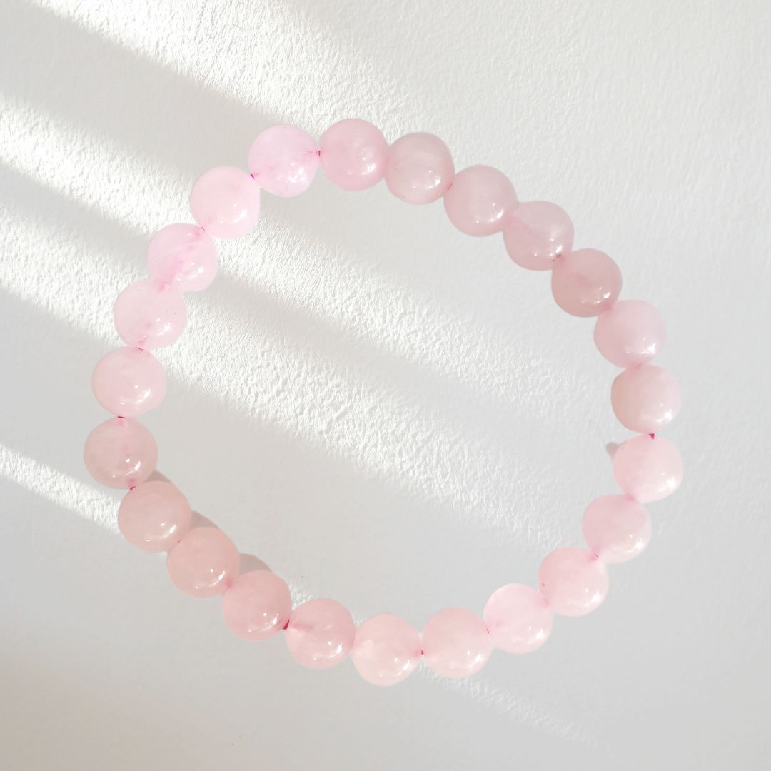 Rose Quartz Round Beaded Bracelet